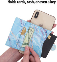 Cell Phone Card Holder Stick on Wallet Phone Pocket for iPhone, Android and All Smartphones (Blue)