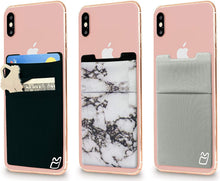 (Two) Stretchy Cell Phone Stick on Wallet Card Holder Phone Pocket for iPhone, Android and All Smartphones. (Blue&Black)