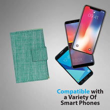 Cell Phone Card Holder Stick on Wallet Phone Pocket for iPhone, Android and All Smartphones Fabric Green