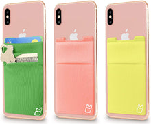(Two) Stretchy Cell Phone Stick on Wallet Card Holder Phone Pocket for iPhone, Android and All Smartphones. (Blue&Black)