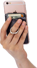 Cardly (Two) Finger Ring and Cell Phone Stick on Wallet Card Holder Phone Pocket for iPhone, Android and All Smartphones. (White & Black)