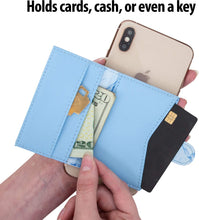 Cell Phone Card Holder Stick on Wallet Phone Pocket for iPhone, Android and All Smartphones (Blue)