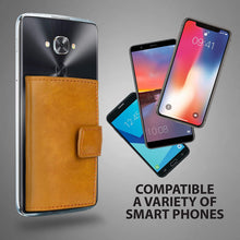 Cell Phone Card Holder Stick on Wallet Phone Pocket for iPhone, Android and All Smartphones (Caramel)