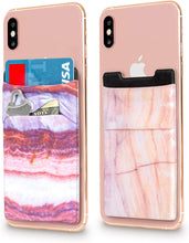 (Two) Stretchy Cell Phone Stick on Wallet Card Holder Phone Pocket for iPhone, Android and All Smartphones. (Blue&Black)