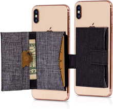 Cell Phone Card Holder Stick on Wallet Phone Pocket for iPhone, Android and All Smartphones - Black