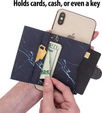 Cell Phone Card Holder Stick on Wallet Phone Pocket for iPhone, Android and All Smartphones (Blue Paisley)