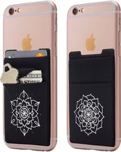 (Two) Stretchy Cell Phone Stick on Wallet Card Holder Phone Pocket for iPhone, Android and All Smartphones. (Blue&Black)
