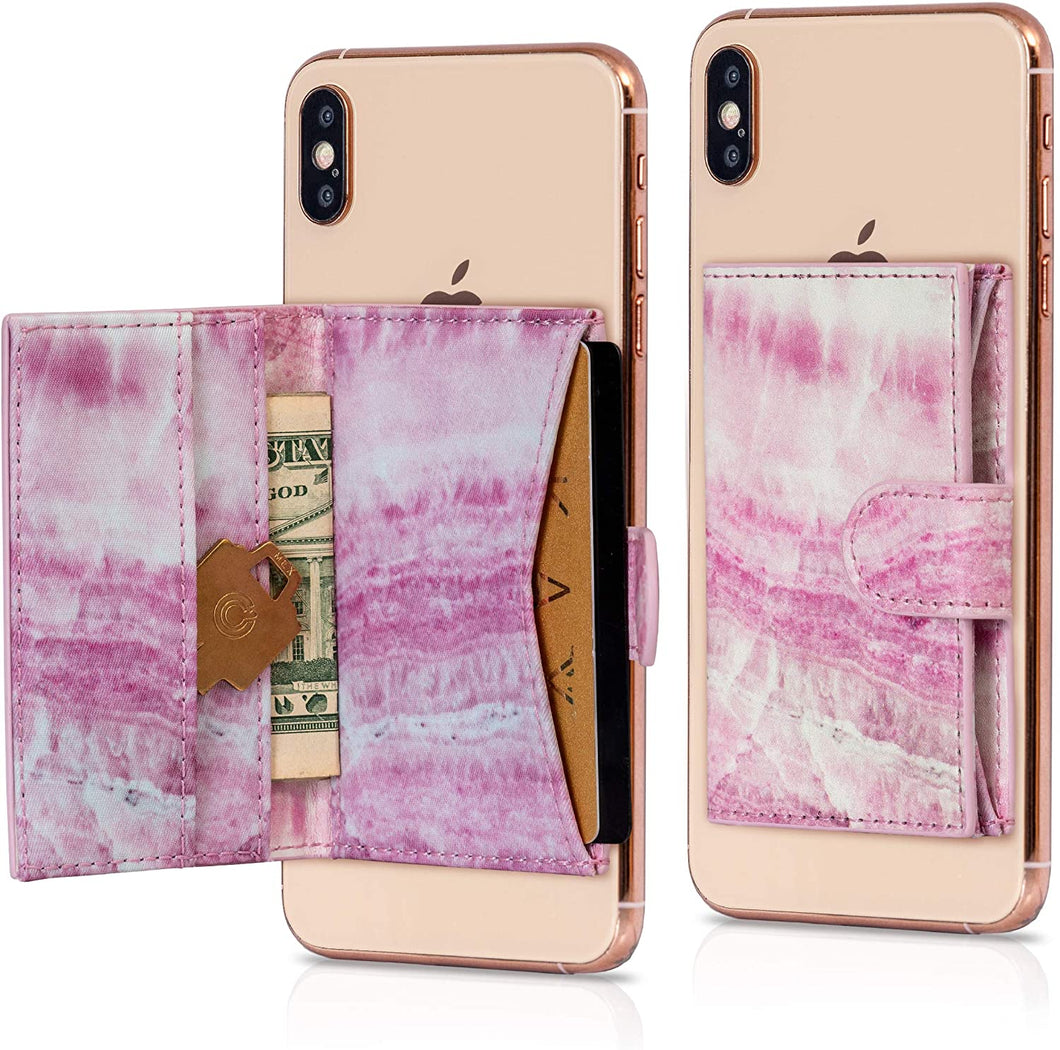Cell Phone Card Holder Stick on Wallet Phone Pocket for iPhone, Android and All Smartphones (Pink)