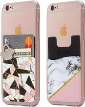 (Two) Floral Cell Phone Stick on Wallet Card Holder Phone Pocket for iPhone, Android and All Smartphones.
