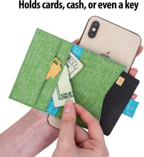 Cell Phone Card Holder Stick on Wallet Phone Pocket for iPhone, Android and All Smartphones - Blue Green