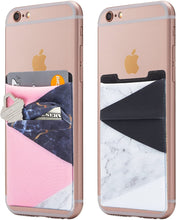 (Two) Stretchy Cell Phone Stick on Wallet Card Holder Phone Pocket for iPhone, Android and All Smartphones. (Blue&Black)