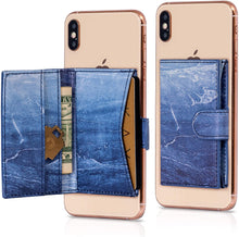 Cell Phone Card Holder Stick on Wallet Phone Pocket for iPhone, Android and All Smartphones (Dark Blue)