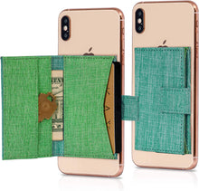 Cell Phone Card Holder Stick on Wallet Phone Pocket for iPhone, Android and All Smartphones (Blue Paisley)
