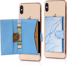 Cell Phone Card Holder Stick on Wallet Phone Pocket for iPhone, Android and All Smartphones (Blue Paisley)