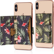 Cell Phone Card Holder Stick on Wallet Phone Pocket for iPhone, Android and All Smartphones (Blue Paisley)