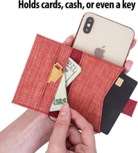 Cell Phone Card Holder Stick on Wallet Phone Pocket for iPhone, Android and All Smartphones - Red Orange