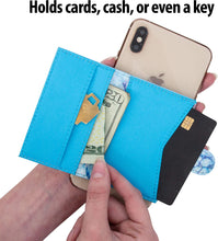 Cell Phone Card Holder Stick on Wallet Phone Pocket for iPhone, Android and All Smartphones (Dark Blue)