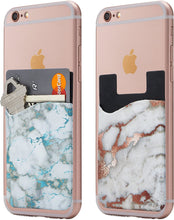 (Two) Floral Cell Phone Stick on Wallet Card Holder Phone Pocket for iPhone, Android and All Smartphones.
