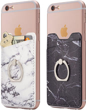 Cardly (Two) Finger Ring and Cell Phone Stick on Wallet Card Holder Phone Pocket for iPhone, Android and All Smartphones. (White & Black)