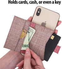 Cell Phone Card Holder Stick on Wallet Phone Pocket for iPhone, Android and All Smartphones - Orange