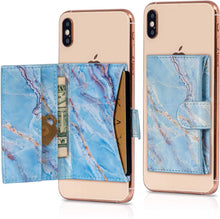 Cell Phone Card Holder Stick on Wallet Phone Pocket for iPhone, Android and All Smartphones (Blue)