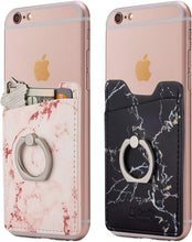Cardly (Two) Finger Ring and Cell Phone Stick on Wallet Card Holder Phone Pocket for iPhone, Android and All Smartphones. (White & Black)