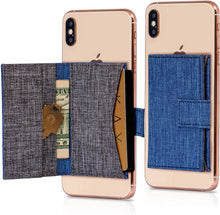 Cell Phone Card Holder Stick on Wallet Phone Pocket for iPhone, Android and All Smartphones - Blue Grey