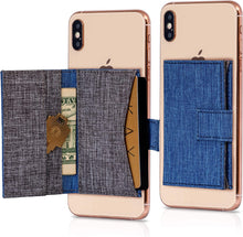 Cell Phone Card Holder Stick on Wallet Phone Pocket for iPhone, Android and All Smartphones (Blue Paisley)