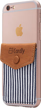 Button Secure Cell Phone Stick On Wallet Card Holder Phone Pocket for iPhone, Android and All Smartphones. (Black Felt)