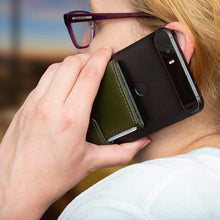 Cell Phone Card Holder Stick on Wallet Phone Pocket for iPhone, Android and All Smartphones (Olive Green)