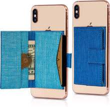 Cell Phone Card Holder Stick on Wallet Phone Pocket for iPhone, Android and All Smartphones (Blue Paisley)
