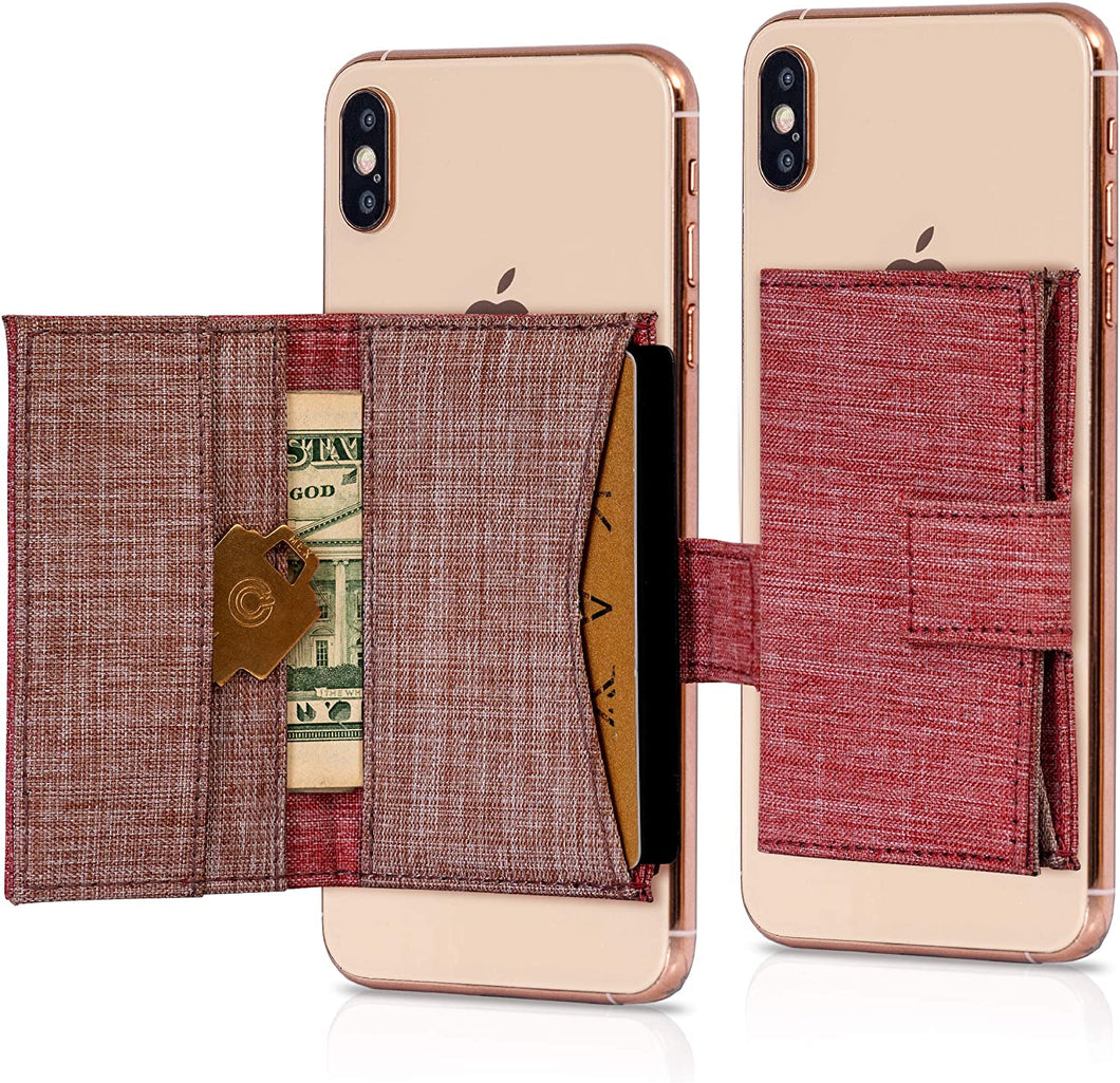 Cell Phone Card Holder Stick on Wallet Phone Pocket for iPhone, Android and All Smartphones - Orange