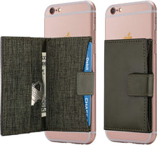 Cell Phone Card Holder Stick on Wallet Phone Pocket for iPhone, Android and All Smartphones (Black and Grey)