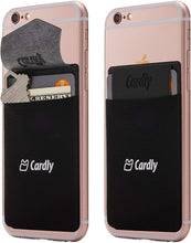 (Two) Secure Cell Phone Stick On Wallet Card Holder Phone Pocket for iPhone, Android and All Smartphones. (Black)