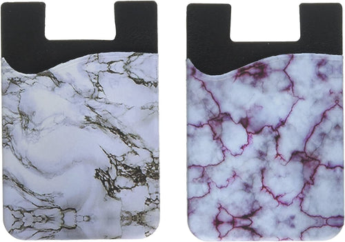 PhoneBuddy WCH9133 Marble Cell Phone Stick On Wallet Card Holder Phone Pocket for iPhone, Android and All Smartphones - White - 2 Piece