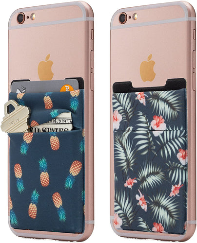 Cardly Wallet | Card and Money Holder for Cell Phone | Sticks On Case (Pineapples & Palms)