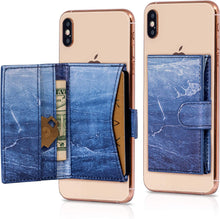 Cell Phone Card Holder Stick on Wallet Phone Pocket for iPhone, Android and All Smartphones (Blue Paisley)