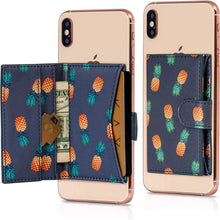 Cell Phone Card Holder Stick on Wallet Phone Pocket for iPhone, Android and All Smartphones (Blue Paisley)
