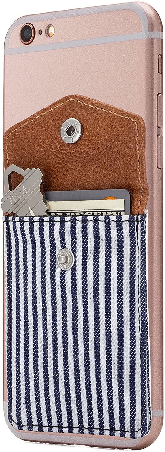 Button Secure Cell Phone Stick On Wallet Card Holder Phone Pocket