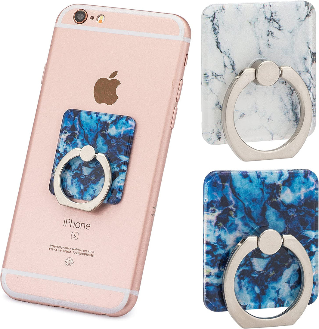 Two Pack Marble Ring Holder for Phone Grip | Car Mount | Stand/Holder | Kickstand | for iPhone X / 8/8 Plus / 7/7 Plus / 6S / 6S Plus/Galaxy S9 Plus and All Other Models (Blue and White)