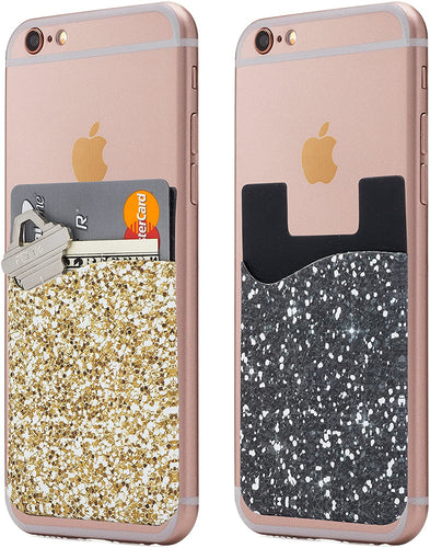 Cardly (Two) Cell Phone Stick on Wallet Card Holder Phone Pocket for iPhone, Android and All Smartphones.